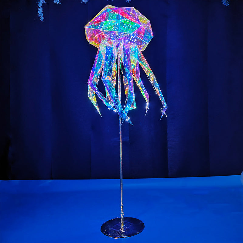 Modern Iridescent Geometric 3D LED Jellyfish & Whale Tail Ocean Theme Motif Lights - Commercial Holiday Lighting Solutions for Shopping Mall Windows, Theme Parks, Aquariums & Garden Displays