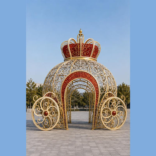 3m 4m 5m 6m Commercial Large Outdoor Giant Walk-Through Cinderella Pumpkin Carriage Sculpture - Commercial Holiday Lighting Solutions for Shopping Malls, City Decorations, Theme Parks & Holiday Events