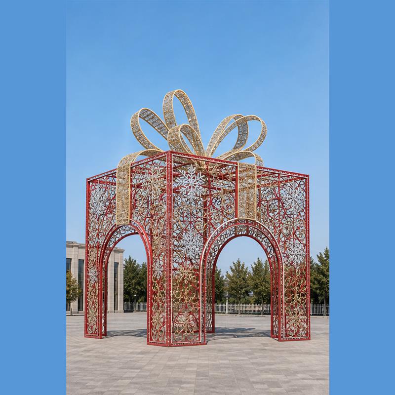Giant Outdoor LED Gift Box 3D Motif Light with Snowflake (3m/10ft, 4m/13ft, 5m/17ft)