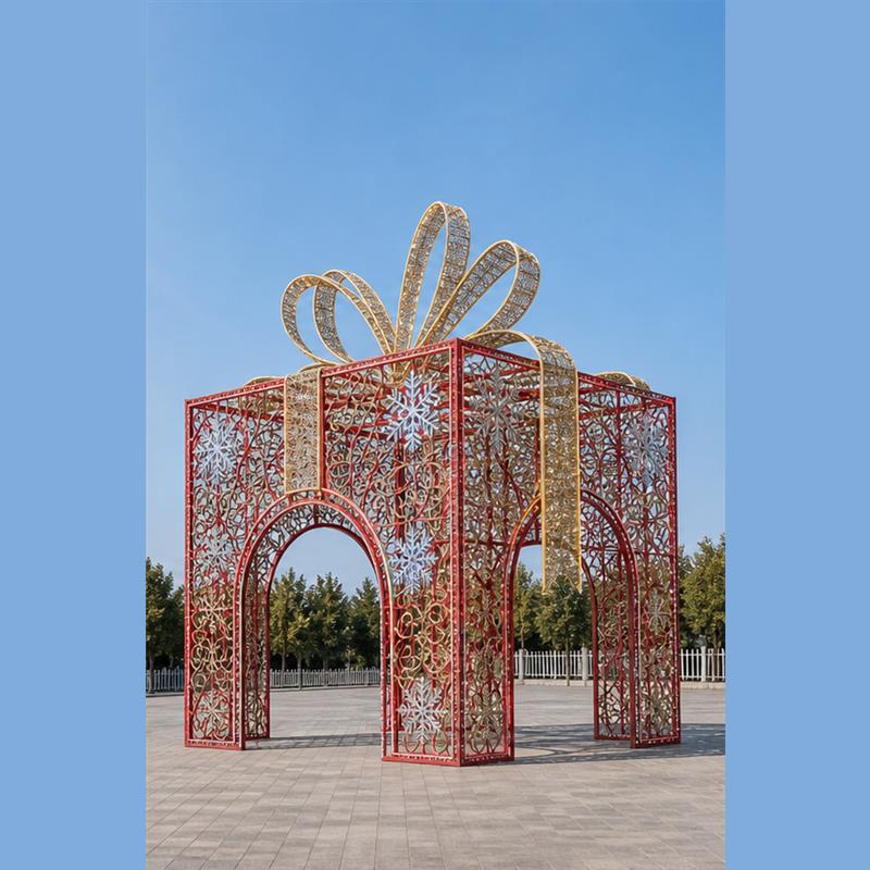 Giant Outdoor LED Gift Box 3D Motif Light with Snowflake (3m/10ft, 4m/13ft, 5m/17ft)