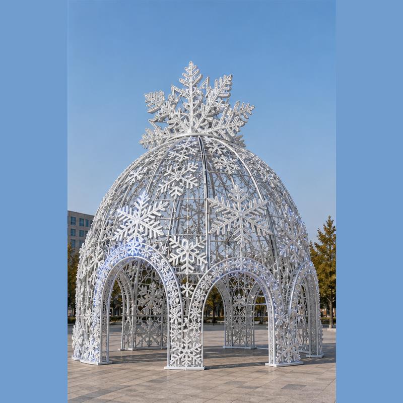 Arco Gigante de Bola de Navidad con Motivo 3D Azul Hielo Directo de Fábrica - Soluciones de Iluminación Comercial Navideña para Centros Comerciales y Decoraciones Urbanas
