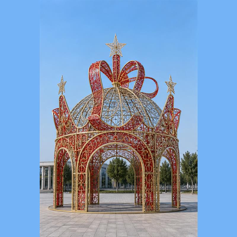 3D LED Motif Crown Pavilion Light - Large Scale Festival Decorative Lighting for Commercial Mall & Public Spaces (3M/4M/5M | 10ft/13ft/16ft)