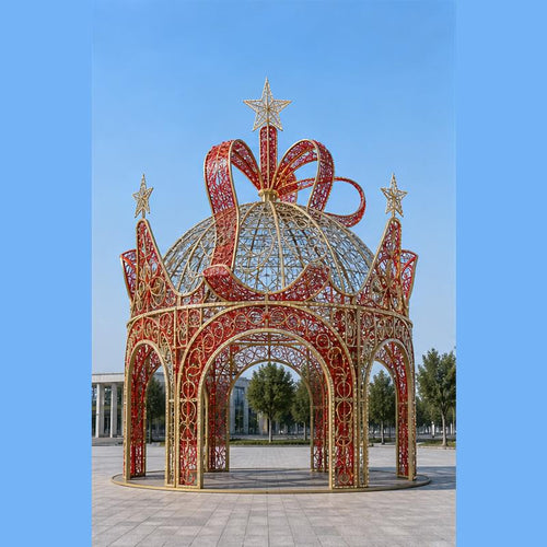 3D LED Motif Crown Pavilion Light - Large Scale Festival Decorative Lighting for Commercial Mall & Public Spaces (3M/4M/5M | 10ft/13ft/16ft)