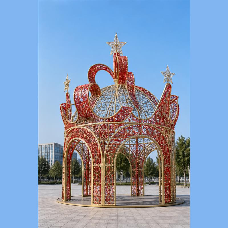 3D LED Motif Crown Pavilion Light - Large Scale Festival Decorative Lighting for Commercial Mall & Public Spaces (3M/4M/5M | 10ft/13ft/16ft)