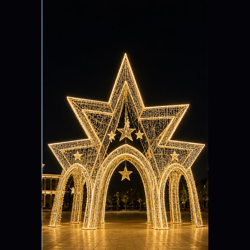 5M outdoor walk-through star pavilion for municipal lighting projects.