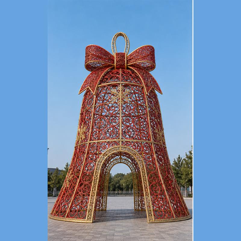 5M outdoor Christmas bell light structure for municipal lighting projects.