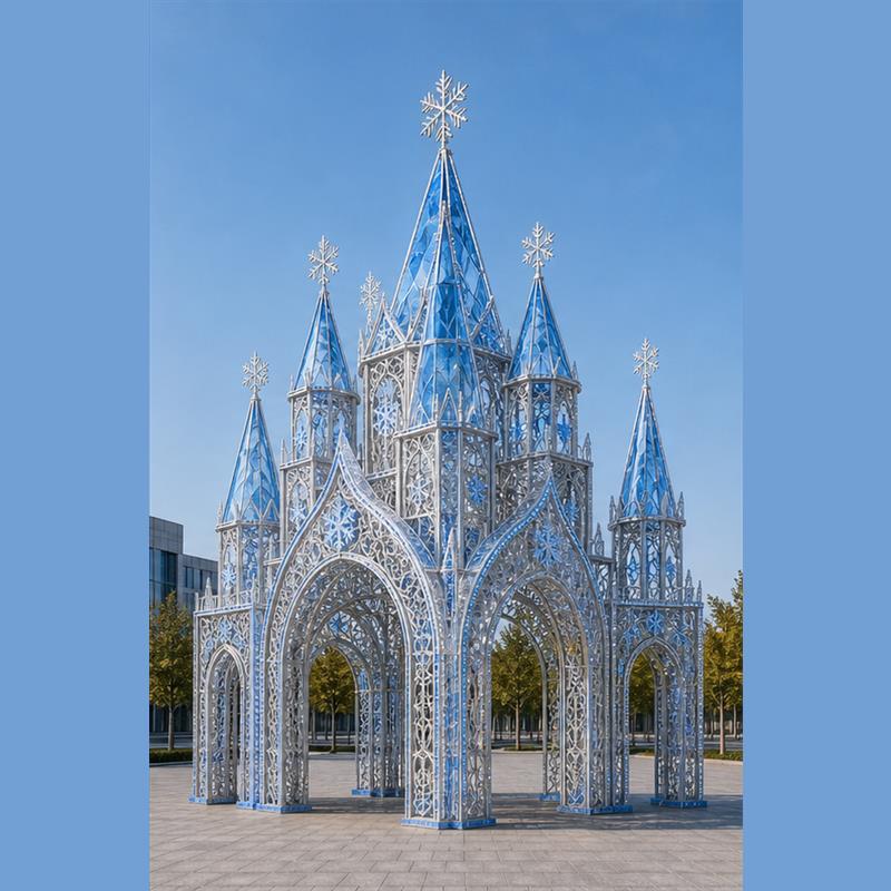 Large scale light installations and holiday winter wonderland motif lights in public spaces.