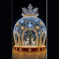 Giant 3D snowflake crystal ball LED motif light walk-through dome pavilion for Christmas commercial decorations.