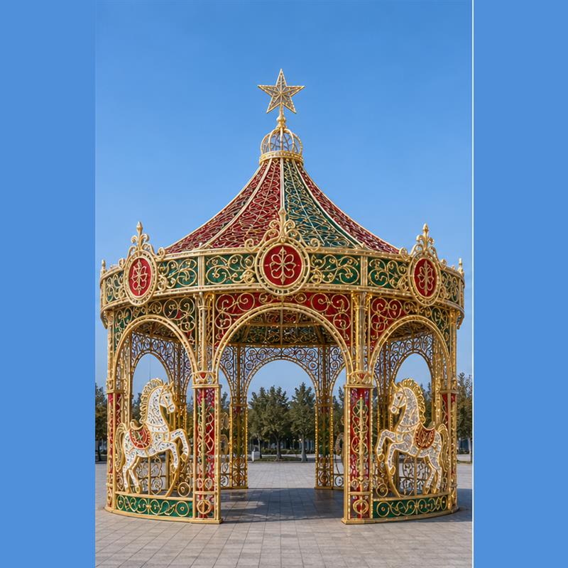 6M outdoor merry-go-round Christmas light structure for commercial shopping mall plazas.