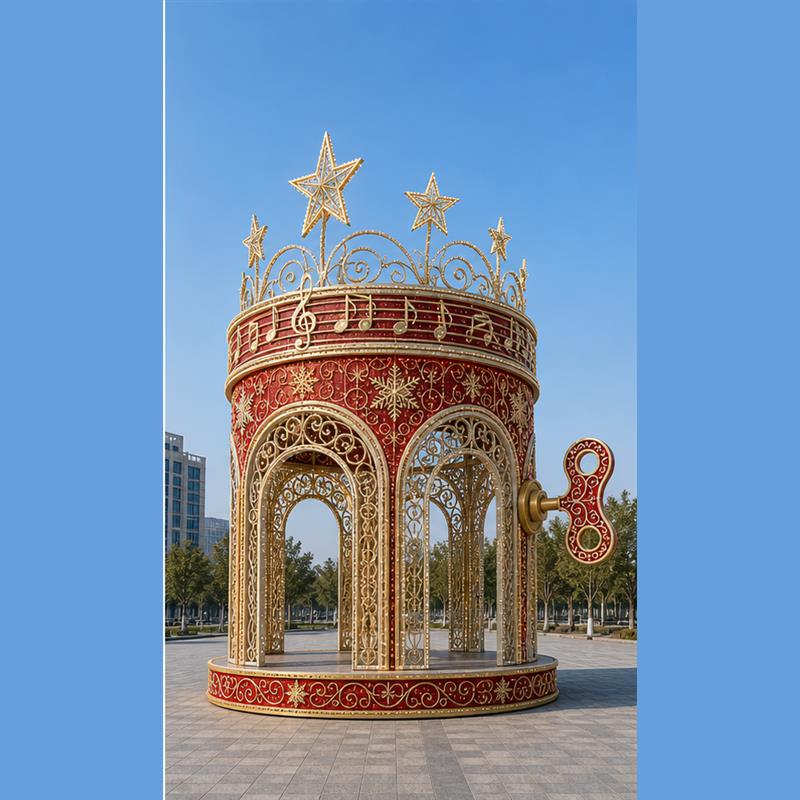 Giant Outdoor 3D LED Walk-Through Gazebo Motif Light (4m/13ft, 5m/16.4ft, 6m/19.6ft) | Commercial Crown & Music Note Christmas Light Sculpture for Shopping Malls and Plazas