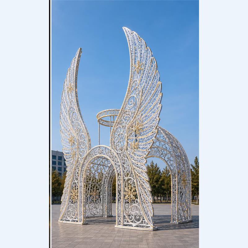 Commercial Christmas Decorations: 4m-6m (13ft-20ft) 3D LED Angel Wings Arch Motif Light