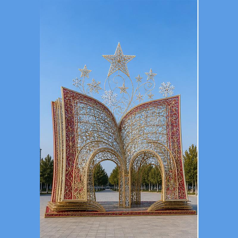 5M 6m 7m large scale majestic music melody crown gazebo light installation for public city plazas.